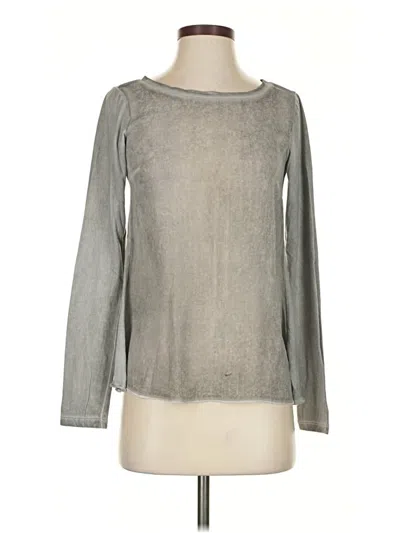 Pre-owned Assorted Brands Long Sleeve Top Gray Boatneck Tops
