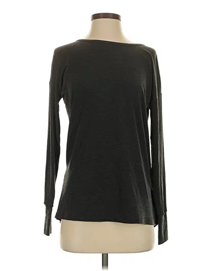 Pre-owned Assorted Brands Long Sleeve Top Gray Boatneck Tops