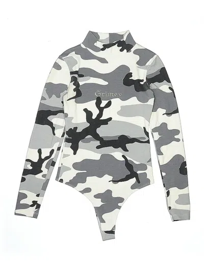 Pre-owned Assorted Brands Long Sleeve Top Gray Camo Pattern Turtleneck Tops