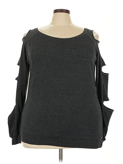 Pre-owned Assorted Brands Long Sleeve Top Gray Cold Shoulder Neckline Tops