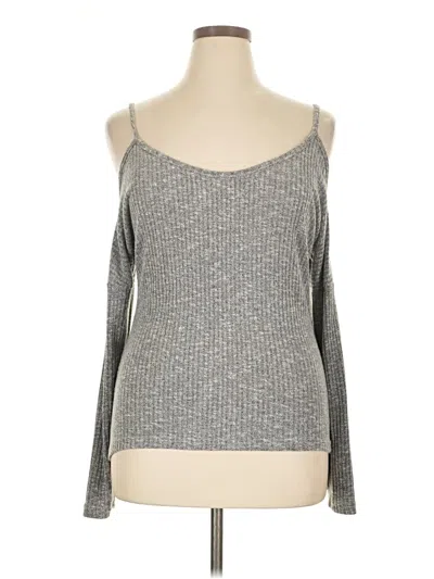 Pre-owned Assorted Brands Long Sleeve Top Gray Cold Shoulder Neckline Tops