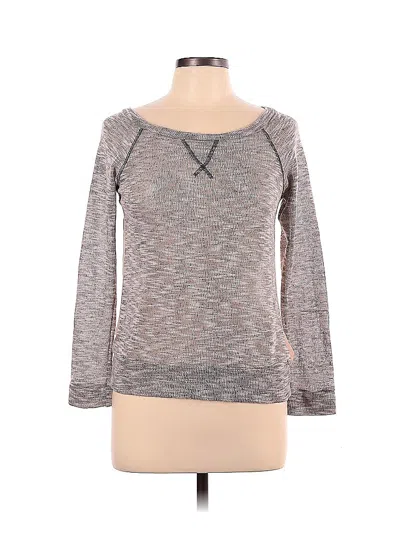 Pre-owned Assorted Brands Long Sleeve Top Gray Crew Neck Tops
