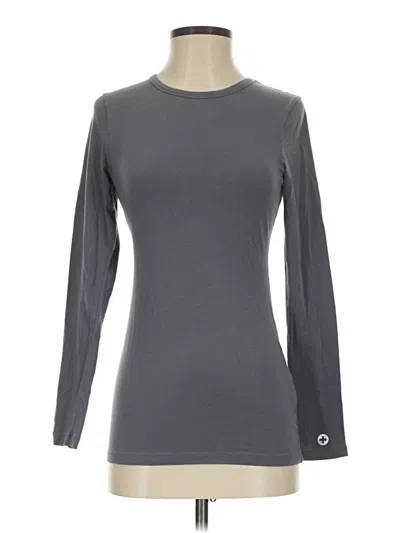 Pre-owned Assorted Brands Long Sleeve Top Gray Crew Neck Tops
