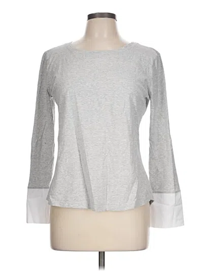 Pre-owned Assorted Brands Long Sleeve Top Gray Crew Neck Tops