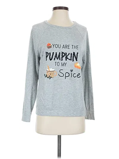 Pre-owned Assorted Brands Long Sleeve Top Gray Crew Neck Tops