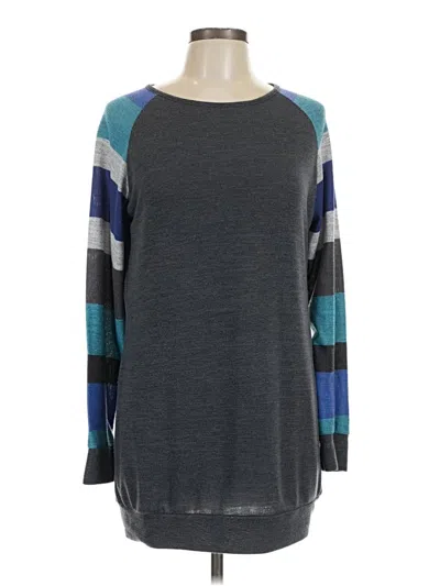 Pre-owned Assorted Brands Long Sleeve Top Gray Crew Neck Tops