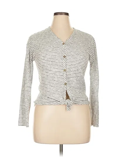 Pre-owned Assorted Brands Long Sleeve Top Gray Keyhole Neckline Tops