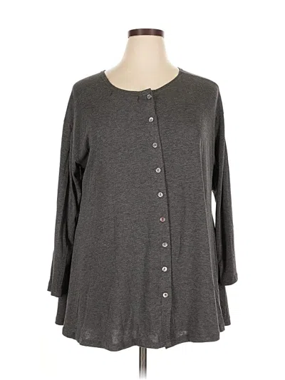 Pre-owned Assorted Brands Long Sleeve Top Gray Keyhole Neckline Tops