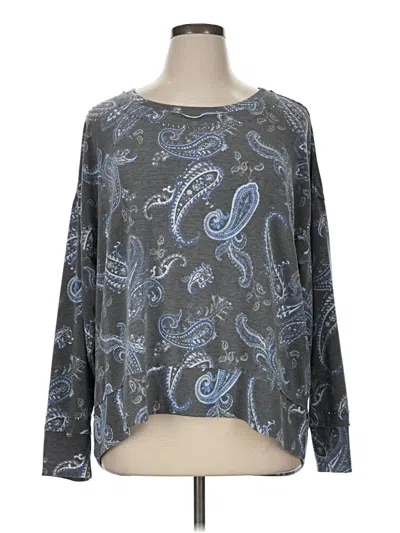 Pre-owned Assorted Brands Long Sleeve Top Gray Paisley Pattern Boatneck Tops