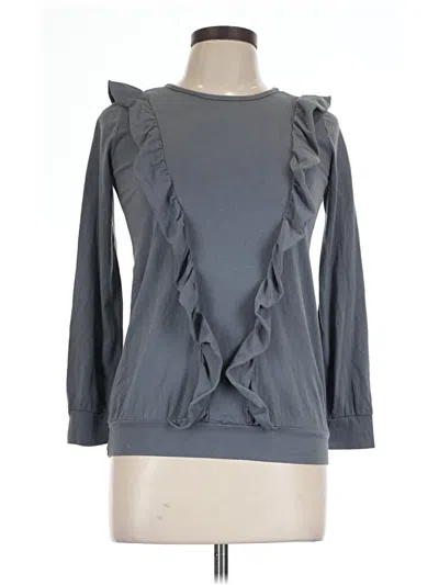 Pre-owned Assorted Brands Long Sleeve Top Gray Ruffles Neckline Tops