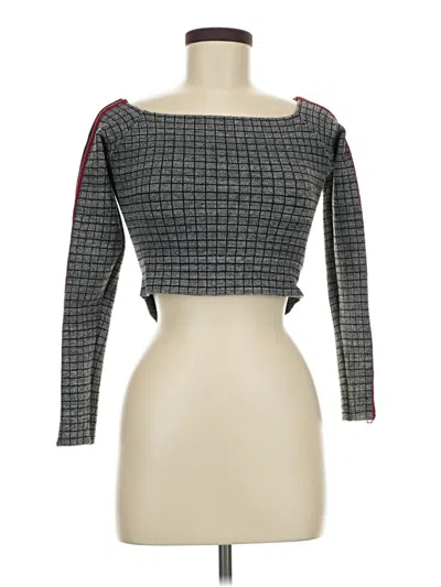Assorted Brands Long Sleeve Top Gray Square Neckline Tops