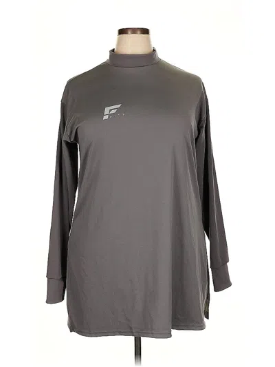 Pre-owned Assorted Brands Long Sleeve Top Gray Turtleneck Tops