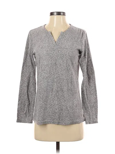 Pre-owned Assorted Brands Long Sleeve Top Gray V-neck Tops