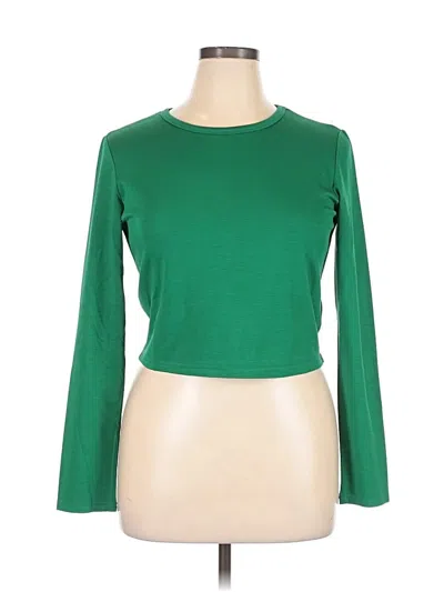 Pre-owned Assorted Brands Long Sleeve Top Green Boatneck Tops