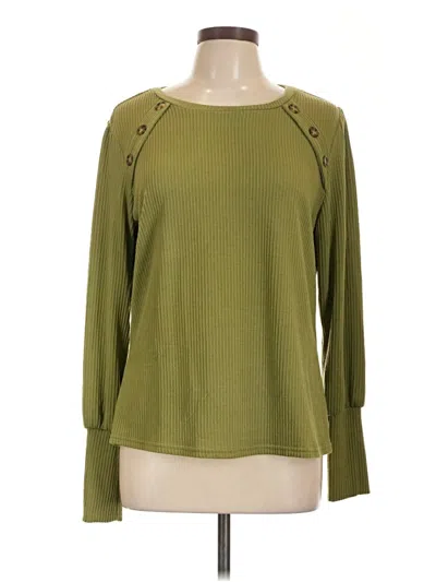 Assorted Brands Long Sleeve Top Green Boatneck Tops