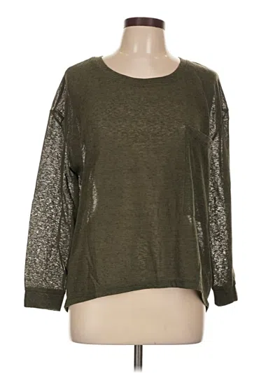 Pre-owned Assorted Brands Long Sleeve Top Green Crew Neck Tops