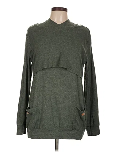 Pre-owned Assorted Brands Long Sleeve Top Green Crew Neck Tops