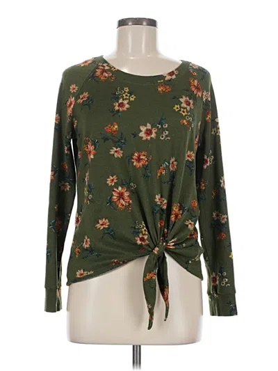 Pre-owned Assorted Brands Long Sleeve Top Green Keyhole Neckline Tops
