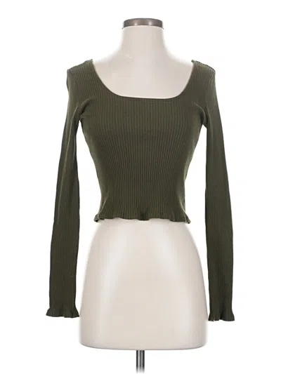 Pre-owned Assorted Brands Long Sleeve Top Green Sweetheart Neckline Tops