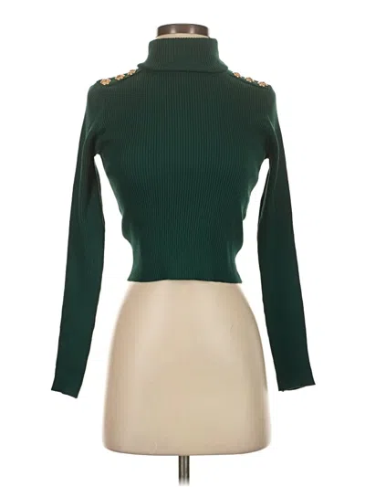 Pre-owned Assorted Brands Long Sleeve Top Green Turtleneck Tops
