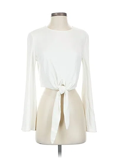 Pre-owned Assorted Brands Long Sleeve Top Ivory Keyhole Neckline Tops In White