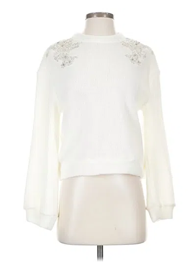 Pre-owned Assorted Brands Long Sleeve Top Ivory Mock Neckline Tops In White