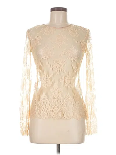 Pre-owned Assorted Brands Long Sleeve Top Ivory Mock Neckline Tops In White