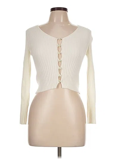 Pre-owned Assorted Brands Long Sleeve Top Ivory Plunge Neckline Tops