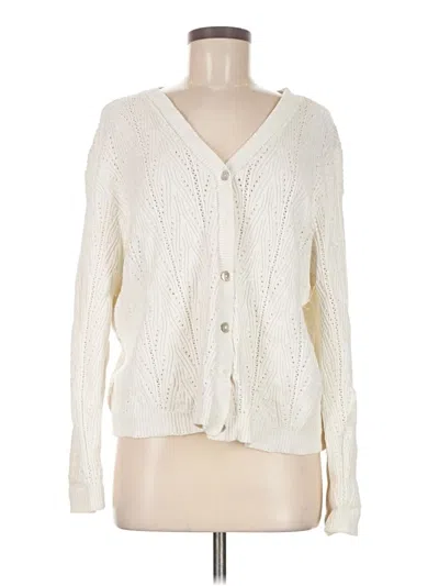 Pre-owned Assorted Brands Long Sleeve Top Ivory Plunge Neckline Tops In White
