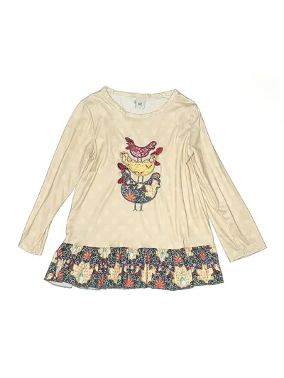 Pre-owned Assorted Brands Kids' Long Sleeve Top Ivory Ruffles Neckline Tops In White