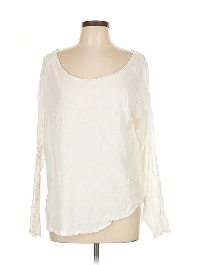 Pre-owned Assorted Brands Long Sleeve Top Ivory Scoop Neck Tops In White