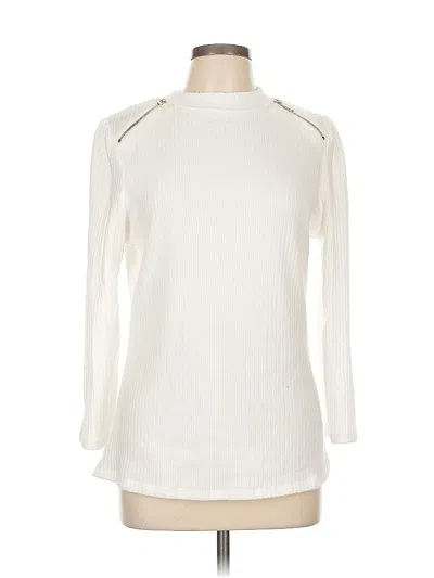 Pre-owned Assorted Brands Long Sleeve Top Ivory Turtleneck Tops In White