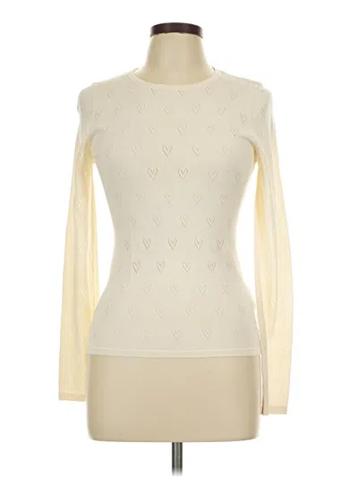 Pre-owned Assorted Brands Long Sleeve Top Ivory Turtleneck Tops In White