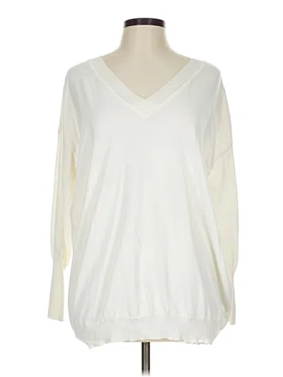 Pre-owned Assorted Brands Long Sleeve Top Ivory V Neck Tops