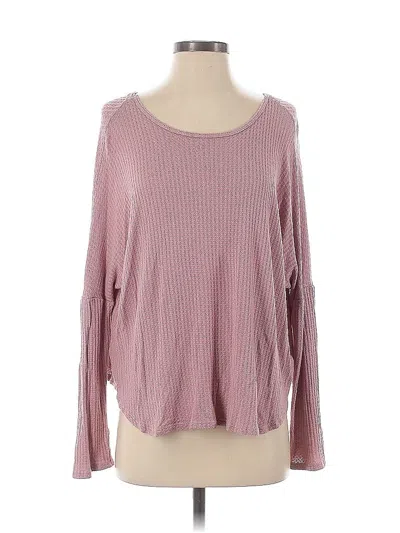 Pre-owned Assorted Brands Long Sleeve Top Pink Boatneck Tops