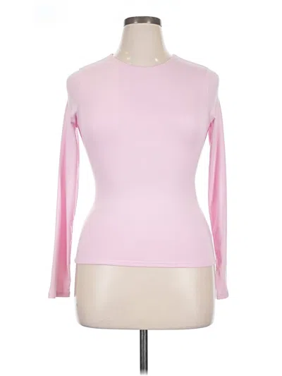 Pre-owned Assorted Brands Long Sleeve Top Pink Crew Neck Tops