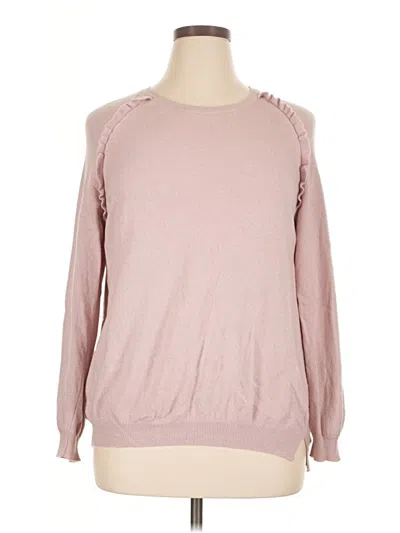 Pre-owned Assorted Brands Long Sleeve Top Pink Crew Neck Tops