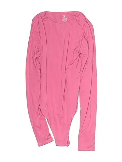 Pre-owned Assorted Brands Long Sleeve Top Pink Crew Neck Tops