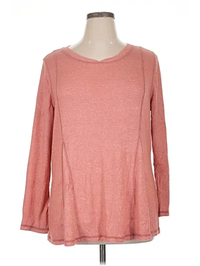 Pre-owned Assorted Brands Long Sleeve Top Pink Crew Neck Tops