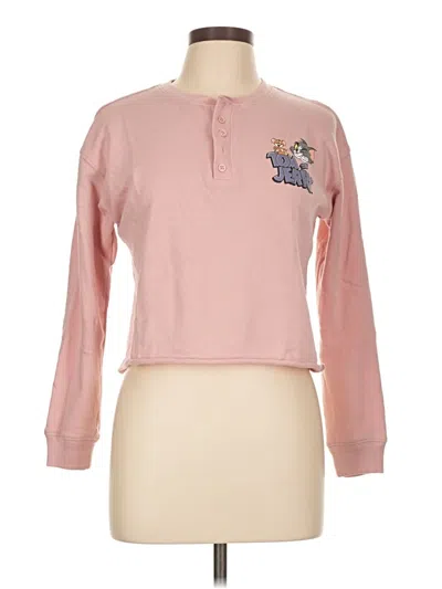 Pre-owned Assorted Brands Long Sleeve Top Pink Crew Neck Tops