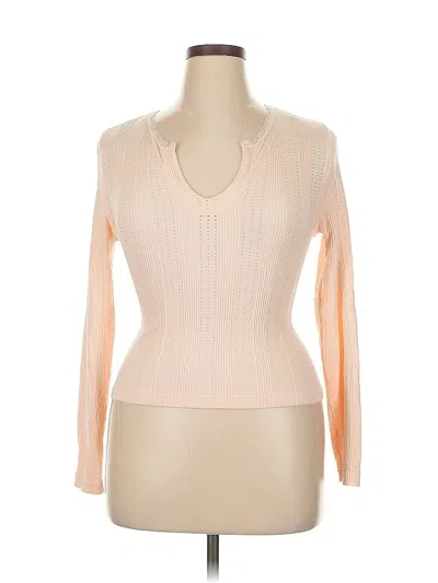 Pre-owned Assorted Brands Long Sleeve Top Pink Plunge Neckline Tops