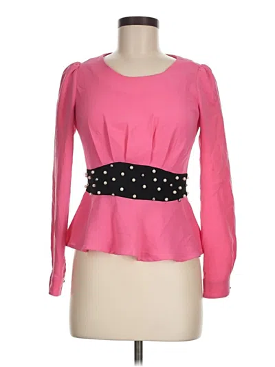 Pre-owned Assorted Brands Long Sleeve Top Pink Sweetheart Neckline Tops