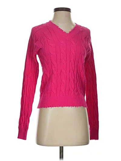 Pre-owned Assorted Brands Long Sleeve Top Pink V Neck Tops
