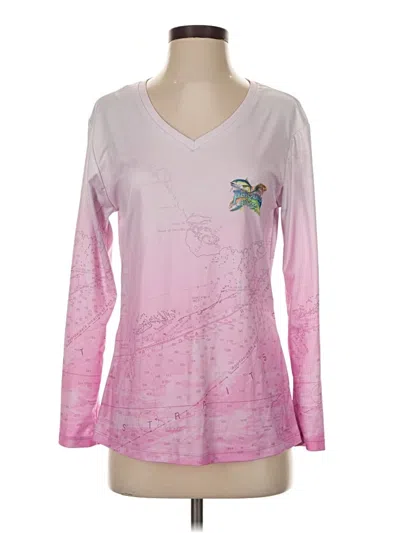 Pre-owned Assorted Brands Long Sleeve Top Pink V-neck Tops