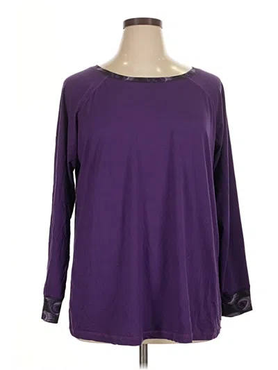 Pre-owned Assorted Brands Long Sleeve Top Purple Boatneck Tops
