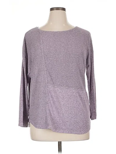 Pre-owned Assorted Brands Long Sleeve Top Purple Boatneck Tops