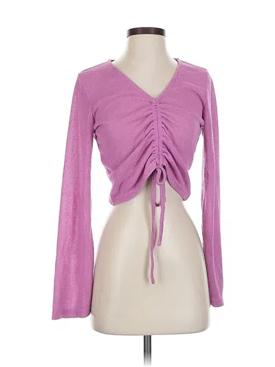 Pre-owned Assorted Brands Long Sleeve Top Purple Plunge Neckline Tops