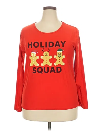Pre-owned Assorted Brands Long Sleeve Top Red Boatneck Tops