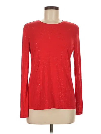 Pre-owned Assorted Brands Long Sleeve Top Red Crew Neck Tops