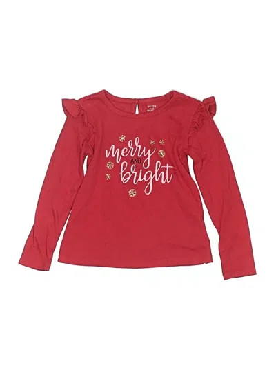 Pre-owned Assorted Brands Kids' Long Sleeve Top Red Ruffles Neckline Tops
